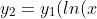 y_2 = y_1(ln(x) + \frac{x}{2} + \frac{19x^2}{288} + \frac{7x^3}{864} + ...)